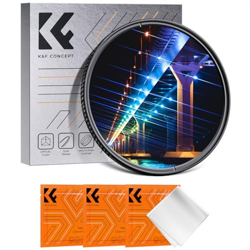 K&F Concept 58MM Blue Streak Filter, Anamorphic Lens Effect Filter, Ultra Slim Optic Glass Multi Coated, for Camera DSLR Cinematice Video (Nano-K Series)