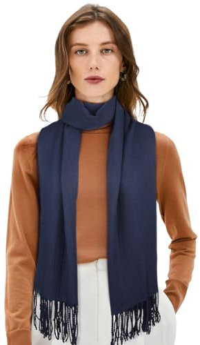 Figarge Schal Damen Herren Winterschal Kaschmir Gefühl Langer Schal mit Fransen Soft Demen Kaschmir Baumwolle Warm Herbst Winter Unifarben Deckenschal und Tücher