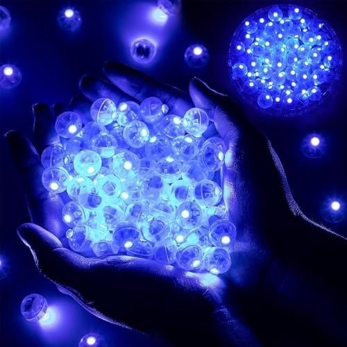 GoldRock LED Ballons Lichter,100 Stk Mini Led Licht,Leuchtende Luftballons,Led Luftballons Leuchtend,Ballonlichter Blau,Led Luftballon für Geburtstag Hochzeit Halloween Weihnachten Karneval Party Deko