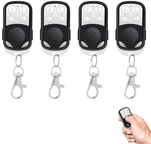 4 Stück 433 MHz Universal Fernbedienung Garagentor, Fernbedienung Klonen Garagentoröffner Handsender Lernfähige mit 4 Tasten, Kompatibel mit HT600 HT680 SC5262 mit Schlüsselanhänger & Schiebeabdeckung