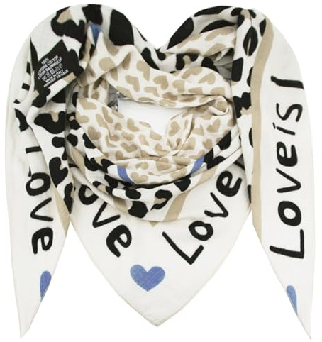 Glamexx24 Damen Schal Love Herz Dreieck Schal Baumwolle Dreieckstuch Schal für Frühling, Sommer, Herbst und Winter Made in Italy