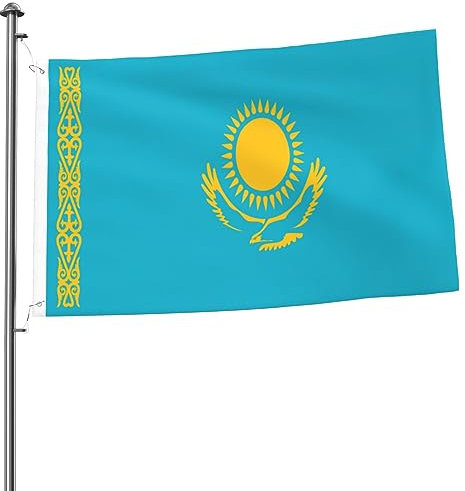 Fahnen Kasachstan Uv-Beständig Fahne Mit Metall-Ösen Außenbanner Für Bar Hof Feiern 90X150cm