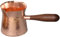 Antique Copper Turkish Greek Arabic Thick Coffee Pot with Wooden Handle Cezve Ibrik Briki Stovetop Coffee Maker