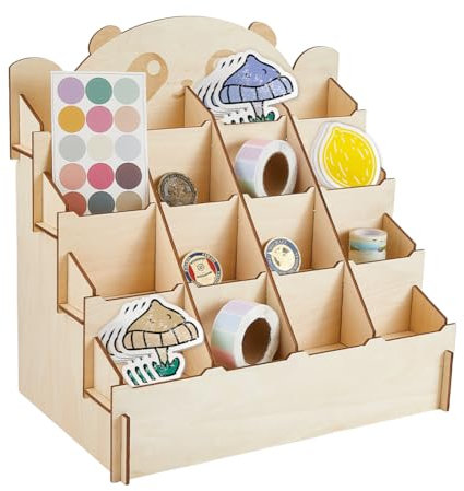 SUPERFINDINGS 4-stöckiges Kartenregal Aufkleber Display Ständer Holz Display Ständer Broschüre Display Halter Theke Einzelhandel Display Halter für Postkarte Fotos Bild Haarspangen