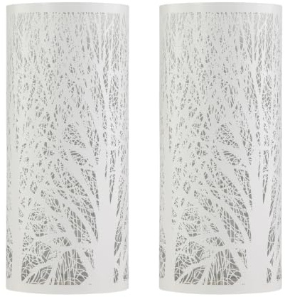 firstchoicelighting Set of 2 Forest - White 26cm Woodland Table Lamps