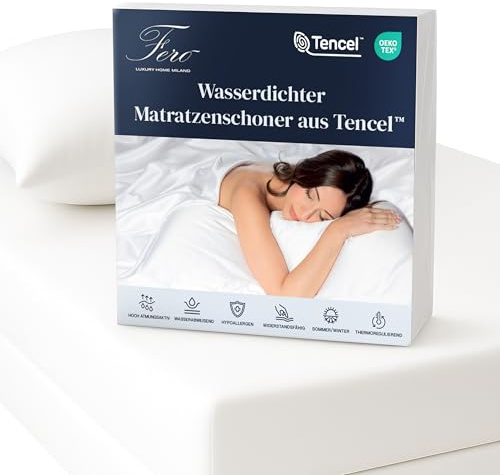 Ferò Wasserdichter Matratzenschoner 90 x 200 cm Premium aus Tencel, Oeko-TEX, Hergestellt in der EU – Atmungsaktiv, Antibakteriell, mit Elastischen Ecken – Für Matratzen bis 30 cm Höhe