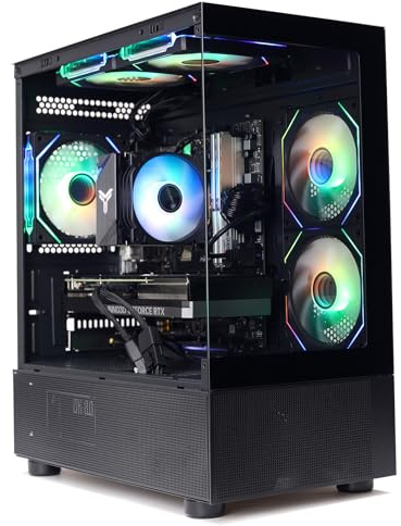 MXZ Computer desktop ad alte prestazioni Gaming pc, Ryzen 5 7500F Zenn 4 Architecture, RX 9060XT, B650, 16GB DDR5,1T NVME,5 RBG Fans, Windows 11 Pro pronto all'uso (R5 7500F | RX9060XT)