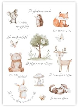 Affirmationsposter DIN A4 | Affirmationen für Kinder | Bilder Kinderzimmer Deko | Poster | Kinderposter (Waldtiere)