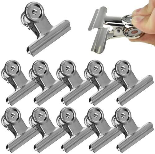 X-YSUNEAS 12 Pcs Edelstahl Dichtung Clips Klemmen Metall Verschluss Metallklammern für Foto Zuhause Küche und Büro