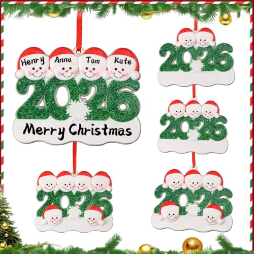 2026 Personalisierbarer Schneemann-Weihnachtsanhänger für Familien, 2–6 Personen(Schneemann-4)