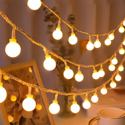 Kaleora LED Lichterkette Kugeln, 1,5M 10 LED Globe Lichterkette Batteriebetrieb, Warmweiß Kugel Lichterketten für Weihnachten, Hochzeit, Zimmer, Party, Innen & Außen