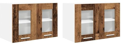 vidaXL Hängeschrank 2 pcs Altholz 60 x 31 x 40 cm Holzwerkstoff, Großzügiger Stauraum, Moderne Küchenschränke, robust, rechteckiges Design, clevere Innenorganisation