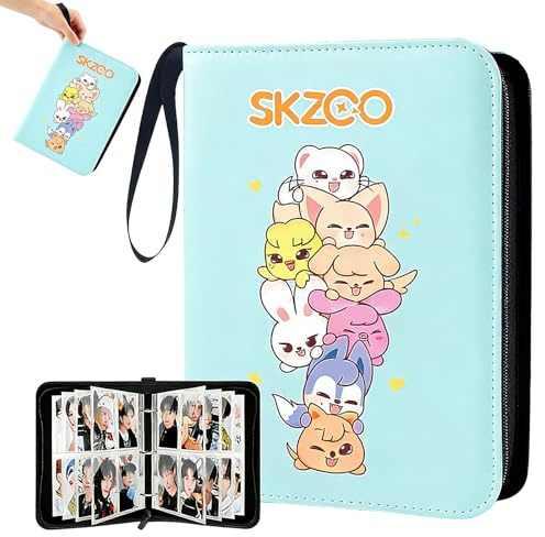 XCRPRT Stray Photocard Binder, SKZ Skzoo Süße Cartoon Photocards Holder, Stray Kids Fotokarten 400 Taschen, Kpop Sammelalbum mit 4 Fächern, Kpop Merch Geschenke für STAY, Fans, Jungen und Mädchen