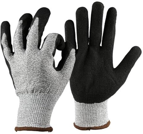 KOROBIE Schnittschutzhandschuhe, 1 Paar 3D-Schnittschutzhandschuhe der Stufe 5, waschbar, schnittfest, komfortabel, dehnbar, for Bau- und Gartenarbeiten(L)