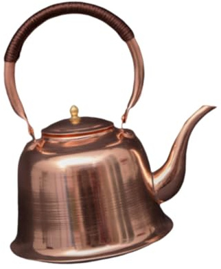 Copper Tea Kettle 1L, Wrapped Handle Copper Teapot for Induction Hob & Gas Stoves, Compact Coffee Pot for Camping & Kitchen