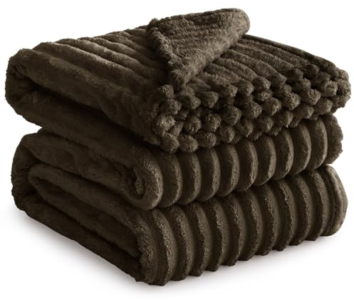 RUIKASI Kuscheldecke 220x240 Flauschig Decke Braun - XXL Wolldecke Sofadecke für Couch & Bett, Wohn- & Kuscheldecken, Weiche Fleecedecke Warme Große Wohndecke Cord Blanket