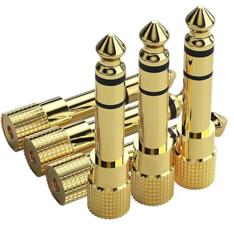 6 Pack 6.35mm Male to 3.5mm Female Headphone Jack Adapter, Gold-Plated Audio Adaptor for Amplifier, Guitar, Piano, Speaker, Stereo, Aux, Mic ,Copper Anti-Magnetic Trs Converter for High, Fidelity Soun