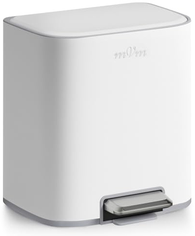 mVm Papelera de Cocina con Pedal 20L, Cubo de Basura Blanco, Acero Inoxidable Antihuellas, Tapa Amortiguada Cierre Suave, con Cubo Interior Extraíble, para Cocina Oficina Baño