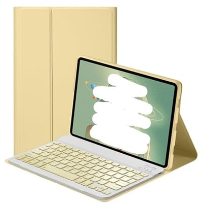 NFQZAWSKX HongHeFu Tablet Zubehör, QWERTY-Magnettastatur-Schutzhülle, geeignet for iPad Air 6 2024 11 Zoll, universell(Yellow+Keyboard)