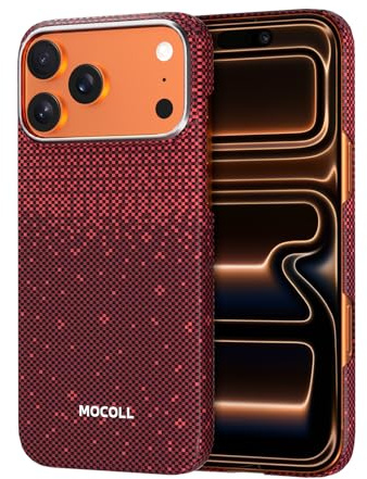 MOCOLL Hülle für iPhone 17 Pro (6,3 Zoll), MagSafe-kompatibel, 36 N52SH Starke Magnete, militärischer Stoßschutz, matt & fingerabdruckresistent, rote Kevlar Handyhülle
