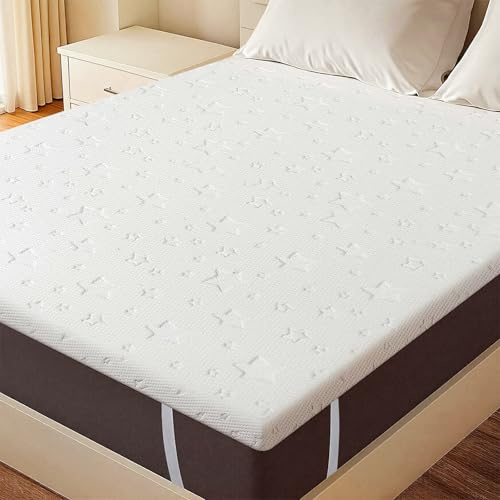 Lavio King Size Memory Foam Mattress Topper, 5CM Dual-Layer Orthopedic Bed Topper with Breathable Washable Cover, Elasticized Corner Straps, Pressure Relief & Back Pain (150x200x5cm)