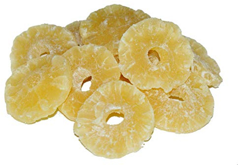 Ananas Ringe getrocknet, ungeschwefelt, leicht gezuckert, Trockenfrüchte Snack, getrocknete Ananas Scheiben, super lecker - 1000g