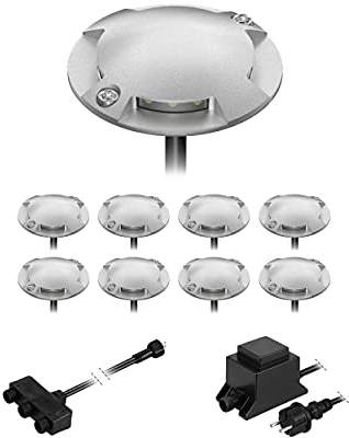 ledscom.de LED Boden-Aufbau-Leuchte Bunda, 4-flammig, für außen, befahrbar, warm-weiß, 9er Set