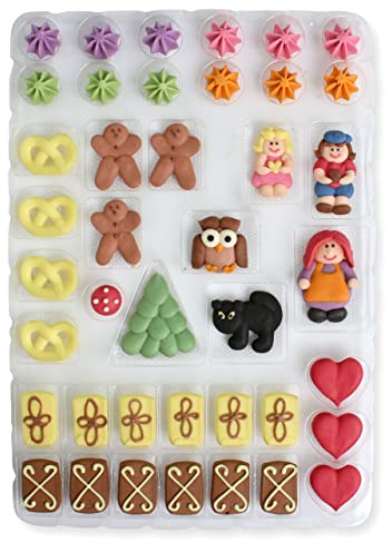 LEBKUCHEN WELT essbare Hexenhaus Dekoration aus Zucker, zum verzieren - 41-teilig (1x64g) - Lebkuchenhaus verzieren, Knusperhäuschen, Knusperhaus Dekoration essbar