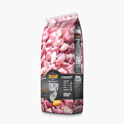 BELCANDO MASTERCRAFT Hundefutter trocken Fresh Turkey, 10kg, Trockenfutter für Hunde mit Truthahn, 80% Frischfleisch, getreidefrei, für alle Rassen, Made in Germany