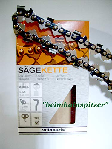 Ratioparts Sägekette 0,325 Zoll, Vollmeissel, 1,3 mm, 64 Treibglieder