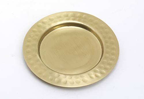 Kerzenteller, Dekoteller, Messing Gold Matt (Innen Ø 6 cm, Außen Ø 10 cm)