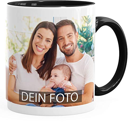 MoonWorks® Fototasse, Tasse mit Foto und Text selbst gestalten, personalisierte Geschenke, Fotogeschenke Schwarz unisize