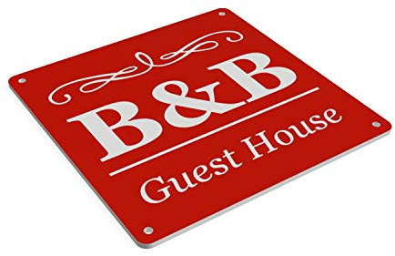 Bed and Breakfast B&B Sign in A Choice of Colours, Large 145 mm Size. Indoor and Outdoor Use Tough and Durable 3 mm UV Resistant Acrylic (Red)