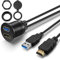 OBVIS USB3.0 and HDMI Mount Cable – USB3.0 and HDMI Extension Flush, Dash, Panel Mount Cable, for Car, Boat, Motorcycle (3 Feet)