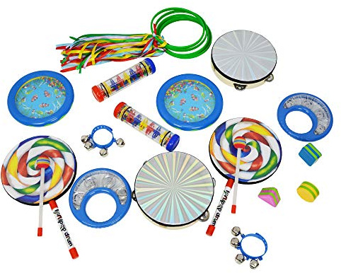 A-Star 21 Piece Sensory Development Percussion Set with Storage Box, Educational Therapy Musical Instruments for Children