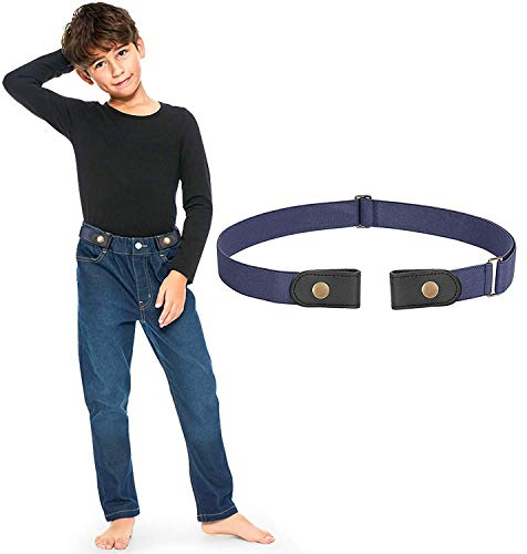 JasGood Schnallefrei Gürtel für Jungen oder Mädchen, Elastischer Unsichtbare Gürtel Ohne Schnalle für Kinder, Blau, 36cm