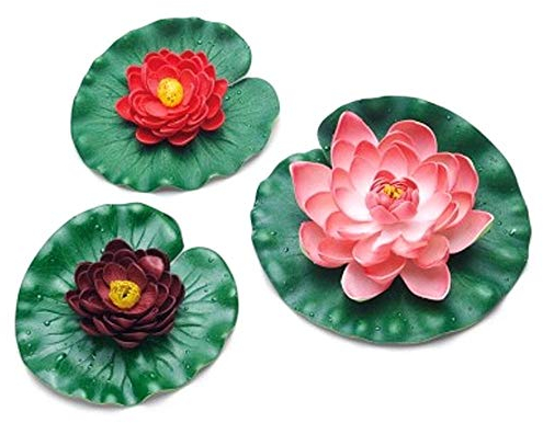 Pontec 73350 PondoLily - schwimmende Seerose / Teich-Dekoration aus Kunststoff / 3-teiliges Set