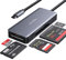 ZIYUETEK USB C SD/CF Card Reader, Aluminum 5-Slot USB 3.0 Type-C Flash Memory Card Reader for USB C Device, Supports SanDisk Compact Flash Memory Card and Lexar Professional CompactFlash Card - Grey
