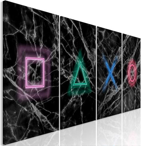 murando Acrylglasbild Set Gamers Spielkonsole 160x60 cm 4 tlg Wandbild auf Acryl Glasbilder Kunstdruck Moderne Acrylglas Platte Wanddekoration Geschenke Heimdekoration Glasbild schwarz grau