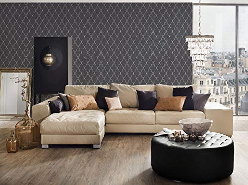 Papier peint géométrique Papier peint graphique Tapisserie géométrique Tapisserie graphique Papier peint intissé Gris Anthracite 365023 | Papier peint pas cher