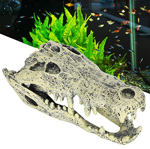 Aquarium Hohlharz Dinosaurier Schädel Aquarium Ornamente Aquarium Terrarium Dekoration Krokodil Schädel Simuliert Dinosaurier für Aquarium