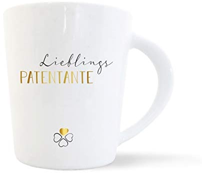 mintkind® Kaffeebecher Lieblings Patentante | Geschenk-Idee für die Taufpatin | Porzellan-Tasse als Geschenk vom Patenkind für die beste Patentante zum Geburtstag
