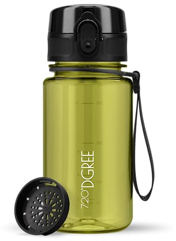 720°DGREE Trinkflasche ”uberBottle” – BPA-Frei, 6 Größen, über 40 Farben | Leichte Premium Tritan Sportflasche mit Sieb - Wasserflasche für Sport, Kinder, Schule, Fahrrad, Büro, Uni, Outdoor, Alltag
