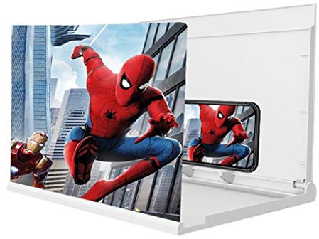 ARCH 20/26/32 Zoll Handy-Bildschirmlupe, Handy Bildschirmvergrößerung, Großbild-Blu-ray Ultra-Clear-Telefonbildschirm Vergrößerung HD 3D-Film-Videoprojektor (Color : White-A, Size : 20inch)