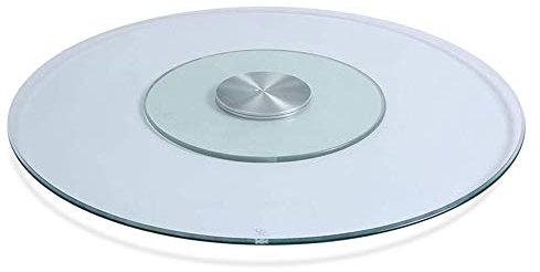WQSQ 360° Drehbar Servierplatte Rund Tisch Drehteller Gehärtetem Glas Lazy Susan Großer Drehplatte Für Küchen-Esstisch, Transparent Doppelglas Design - ∅60/70/80cm