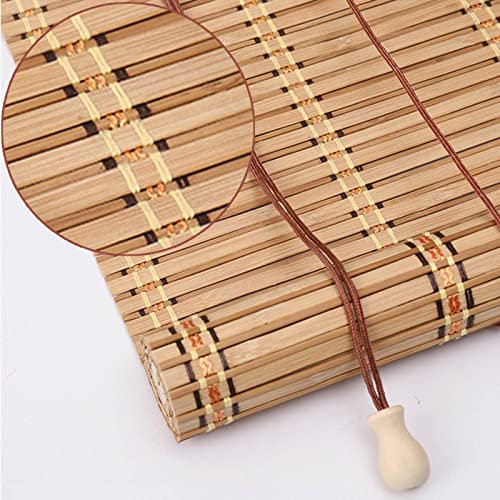 Pxzybd Bambusrollos 60cm 70cm 80cm 90cm 100cm 120cm,Bambus Jalousien Innen/Aussenbereich,Raffrollos,Atmungsaktive Vorhänge,Rollläden Für Türen/Fenster,Sonnenschutz Rollo Bambus,W×H-90x140cm/35.5x55in