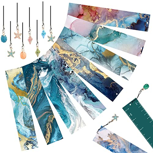 Lesezeichen - Vaktop 10 Stück Lesezeichen Kinder, Ocean-Thema Lesezeichen Papier mit 3 Stile Metallanhänger - Mehrfachnutzung Lesezeichen für Schüler Lehrer Lesen Schule Lieferungen