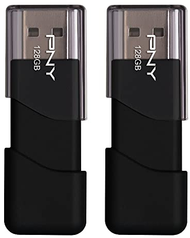 PNY Attaché 3 USB-Speicherstick (128 GB, USB 2.0), Schwarz, 2 Stück