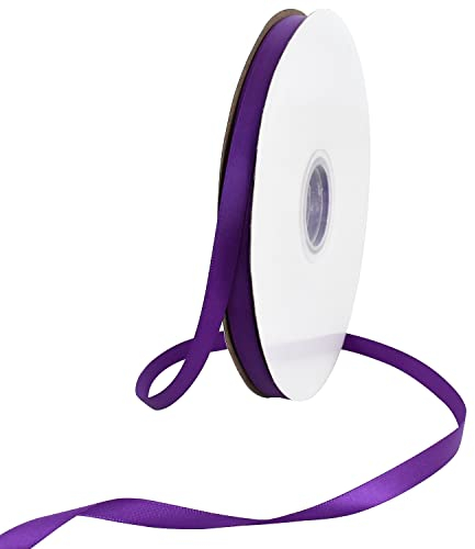 TONIFUL Rouleau de ruban de satin 1cm X 91M violet fin et solide pour emballage cadeau, invitation, ballons de cheveux floraux, artisanat, couture, fête, mariage, décoration de Saint-Valentin