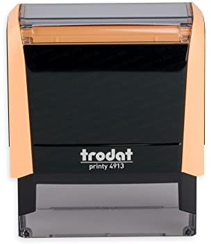 Trodat - Printy 4913 - Custom Stempel mit Wunschtext personalisieren, hier gleich online gestalten Gehäusefarbe pastell creme – Adresstempel - Firmenstempel - mit Wunschtext - 58x22 mm - 6 Zeilen
